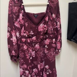 Torrid Burgundy and Pink Floral Dress